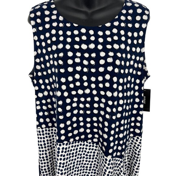 Alfani Women XL Extra Large Blue White Polka Dot Sleeveless Top Blouse NWT New - Picture 2 of 10